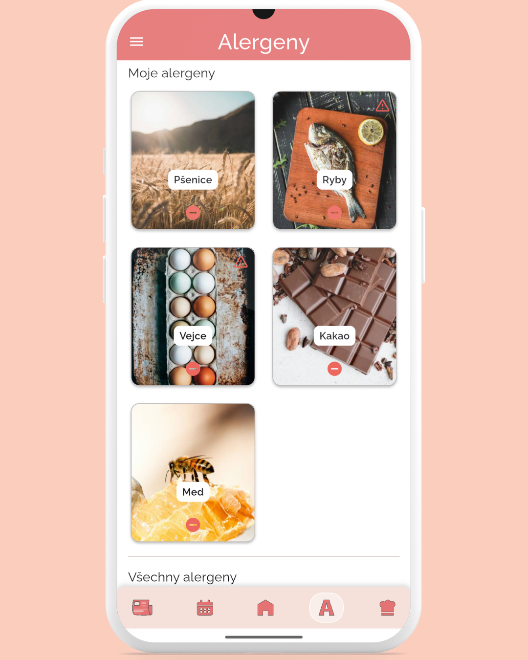 Allergens overview in app