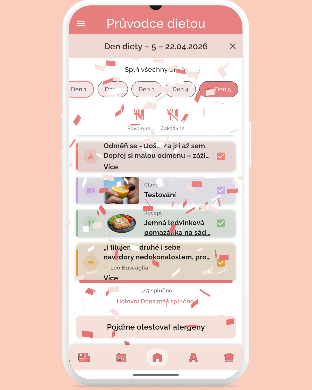 Elimination diet in app